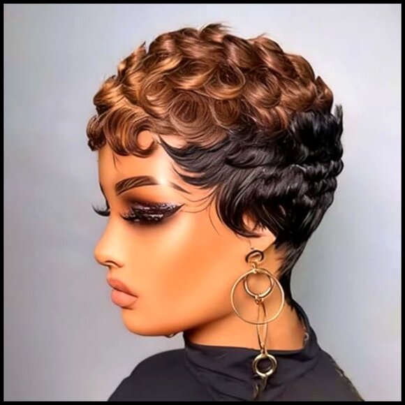 Short Layered Pixie Cut Wig Brazilian Remy Human Hair Glueless Machine Made main image 6